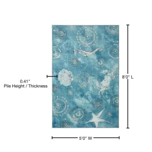 Coastal Splash Aqua 5 Ft. X 8 Ft. Area Rug By Mohawk Home | * Store