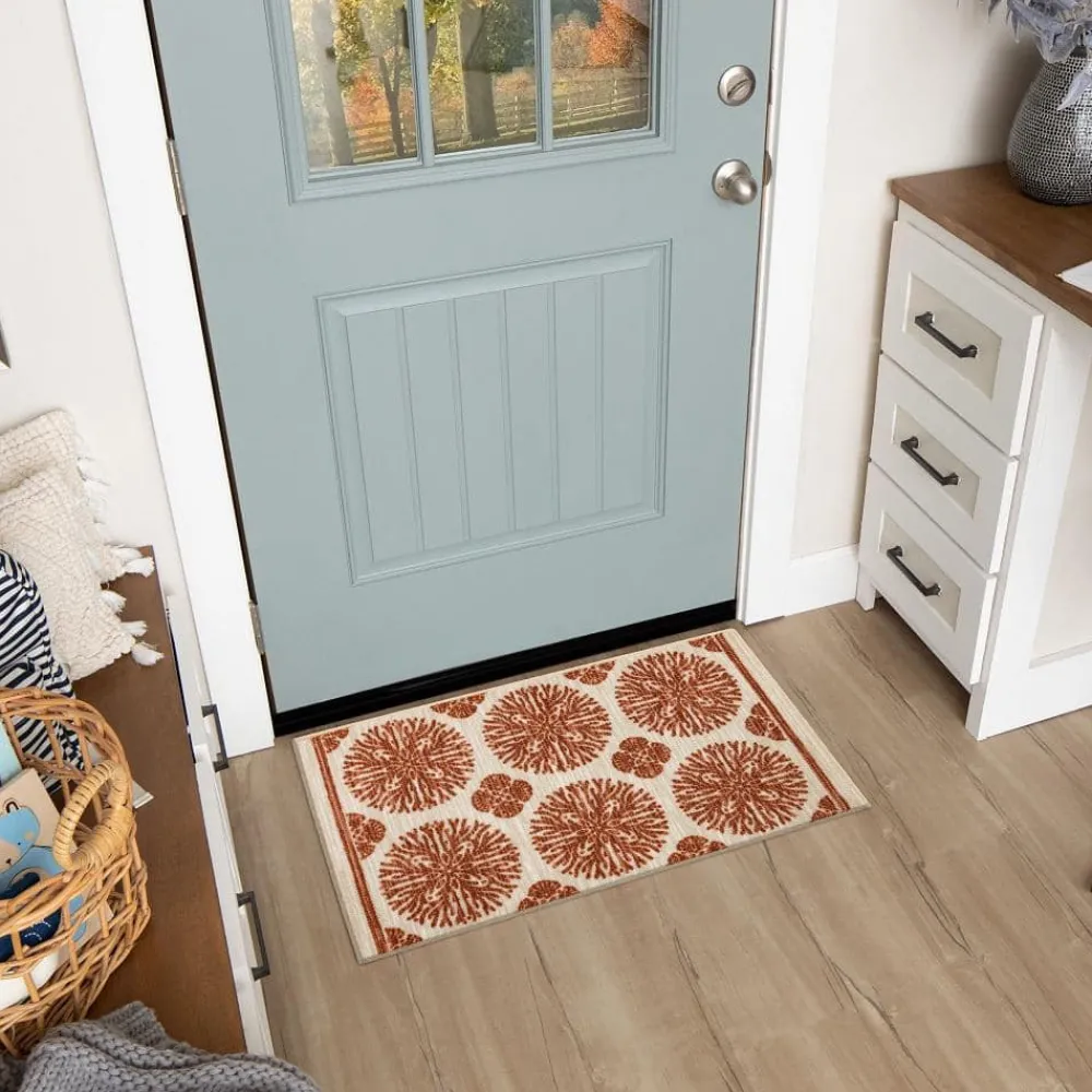 coral_medallion_spice__ft_1.webp Coral Medallion Spice 1 Ft. 8 In. X 2 Ft. 10 In. Medallion Machine Washable Area Rug By Mohawk Home | * Store