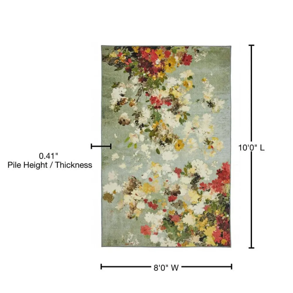 merging_floral_green__ft__9.webp Merging Floral Green 8 Ft. X 10 Ft. Floral Area Rug By Mohawk Home | * Best