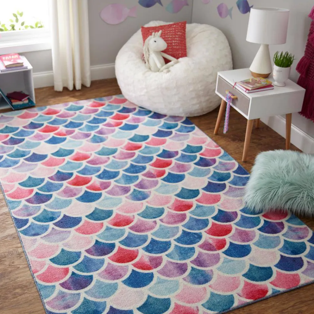 mermaid_scales_pink__ft_x_1.webp Mermaid Scales Pink 5 Ft. X 8 Ft. Whimsical Area Rug By Mohawk Home | * Sale