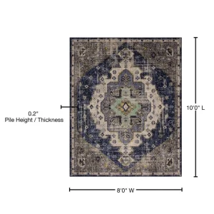 Pantaleone Indigo 8 Ft. X 10 Ft. Oriental Area Rug By Mohawk Home | * Clearance