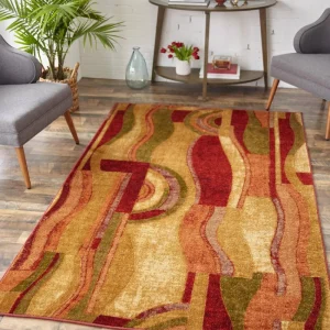 Piscasso Wine 4 Ft. X 6 Ft. Machine Washable Abstract Area Rug By Mohawk Home | * Cheap