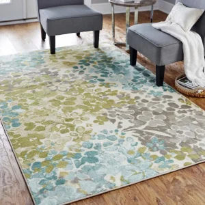 Radiance Aqua 4 Ft. X 5 Ft. Machine Washable Floral Area Rug By Mohawk Home | * Discount