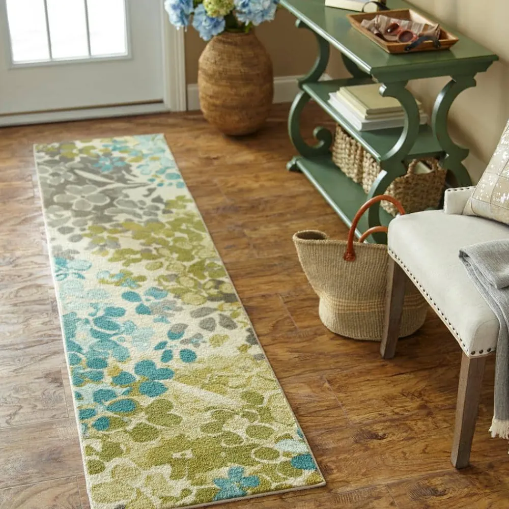 radiance_aqua__ft_x__ft_m_1.webp Radiance Aqua 2 Ft. X 8 Ft. Machine Washable Floral Runner Rug By Mohawk Home | * Clearance