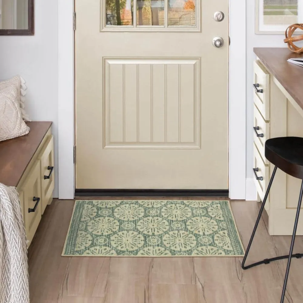 sand_dollar_aqua__ft__in__1.webp Sand Dollar Aqua 1 Ft. 8 In. X 2 Ft. 10 In. Medallion Machine Washable Area Rug By Mohawk Home | * Shop