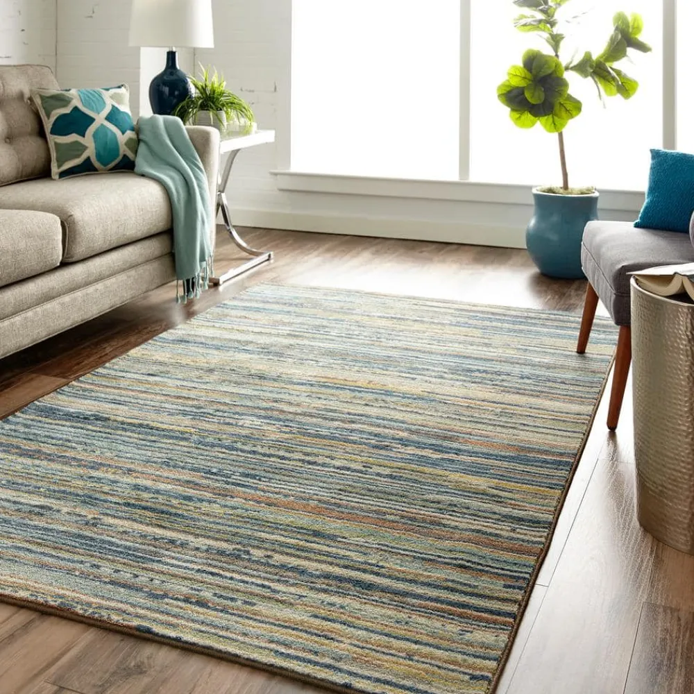 santos_blue__ft_x__ft_str_1.webp Santos Blue 8 Ft. X 10 Ft. Striped Area Rug By Mohawk Home | * Best