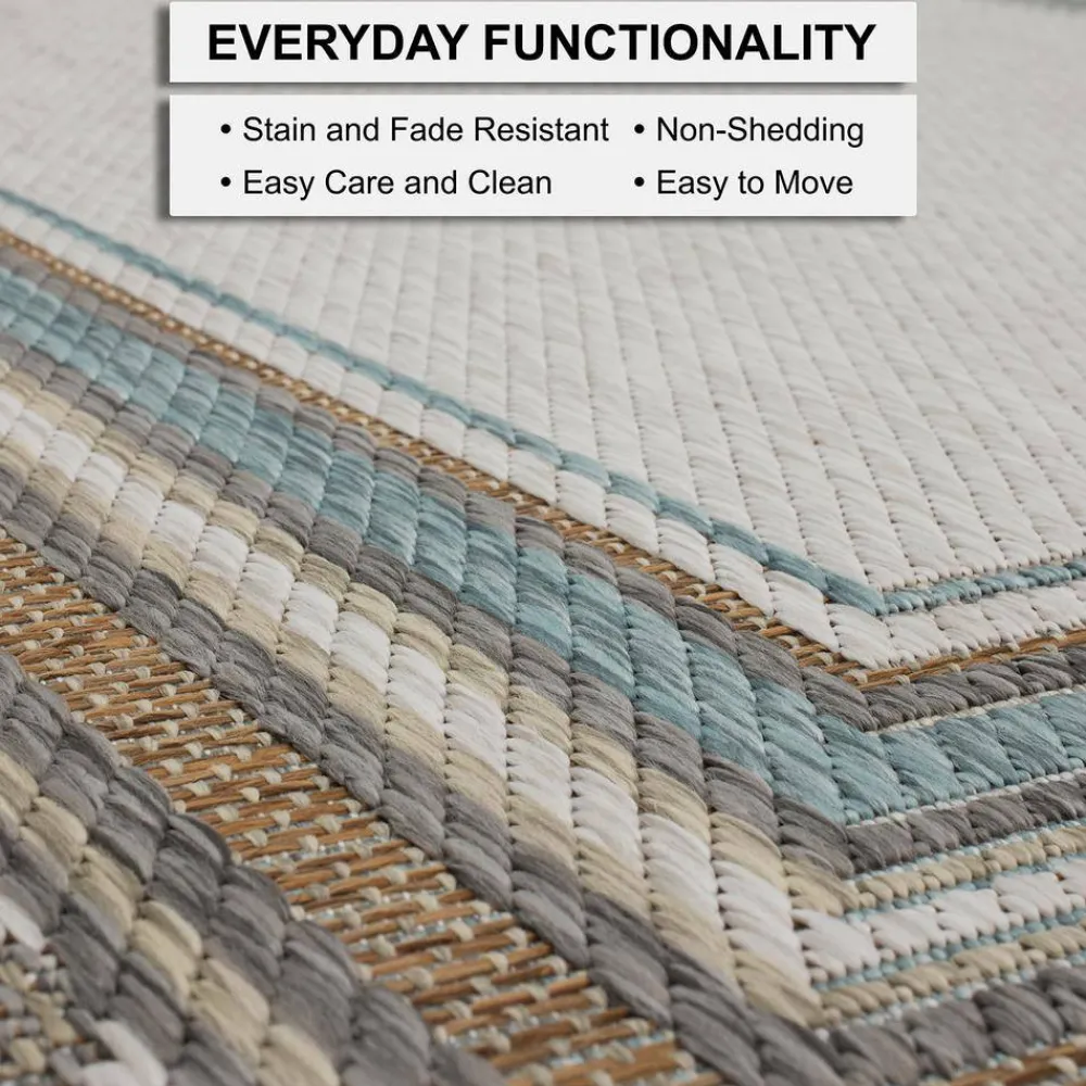 seaside_border_light_grey_5.webp Seaside Border Light Grey 8 Ft. X 10 Ft. Geometric Indoor/Outdoor Area Rug By Mohawk Home | * Clearance