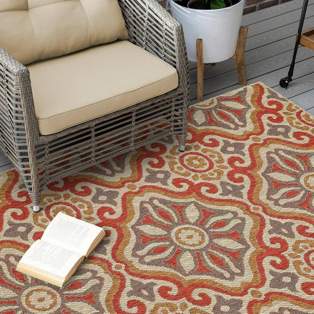 sorrento_rust__ft_x__ft_g_2.webp Sorrento Rust 10 Ft. X 13 Ft. Geometric Indoor/Outdoor Area Rug By Mohawk Home | * Outlet