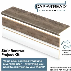Vintage Pewter Oak Stair Tread And Reversible Riser Kit 47 In. L X 12-1/8 In. D X 1-11/16 In. H For Stairs 1 In. Thick By Cap A Tread | * Outlet