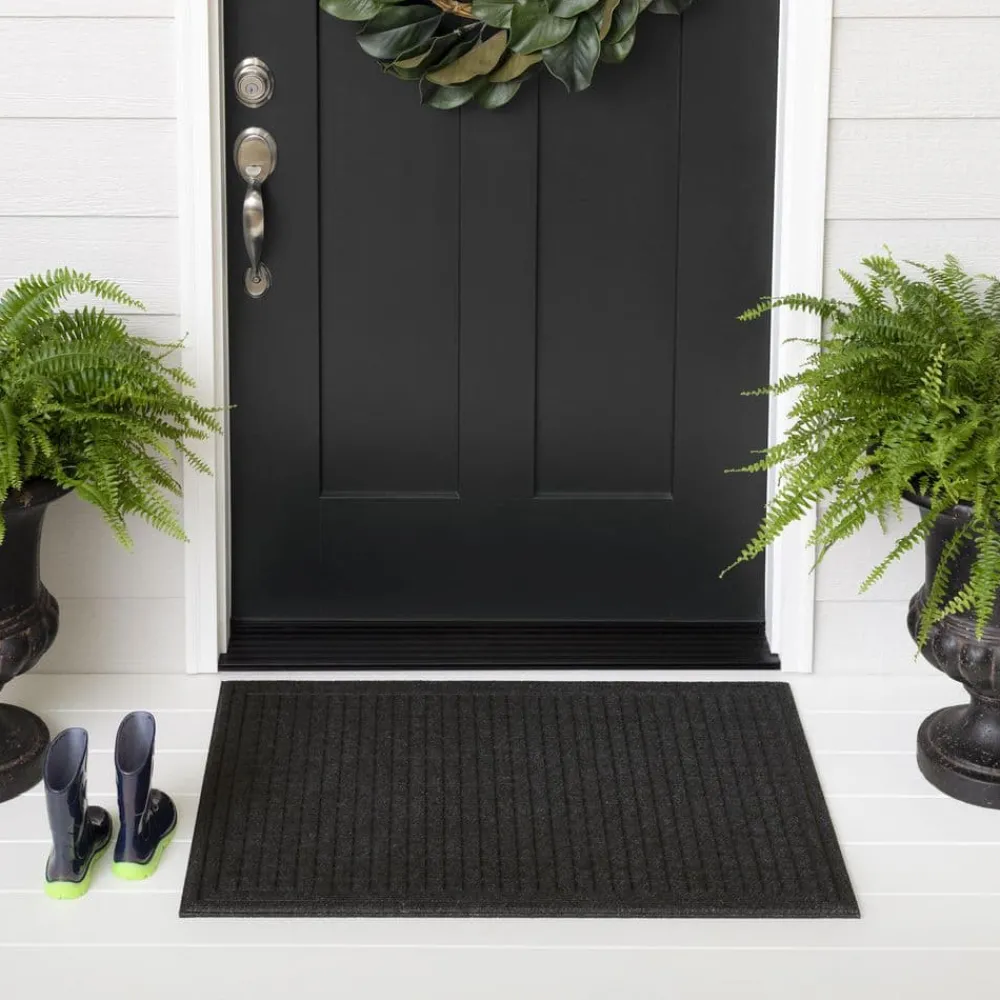 waffle_grid_impression_on_1-2.webp Waffle Grid Impression Onyx 36 In. X 48 In. Recycled Rubber Indoor/Outdoor Door Mat By Mohawk Home | * Discount