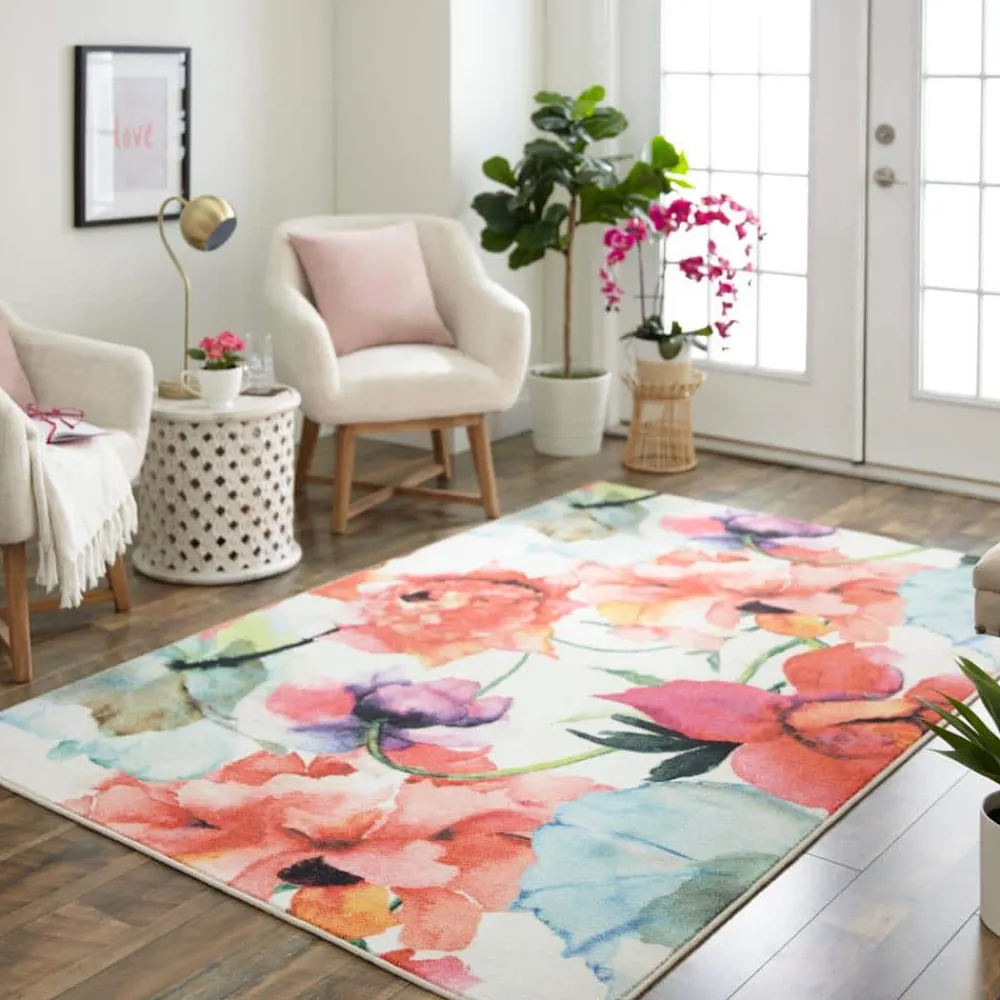 watercolor_bouquet_cream__1.webp Watercolor Bouquet Cream 5 Ft. X 8 Ft. Floral Area Rug By Mohawk Home | * Store