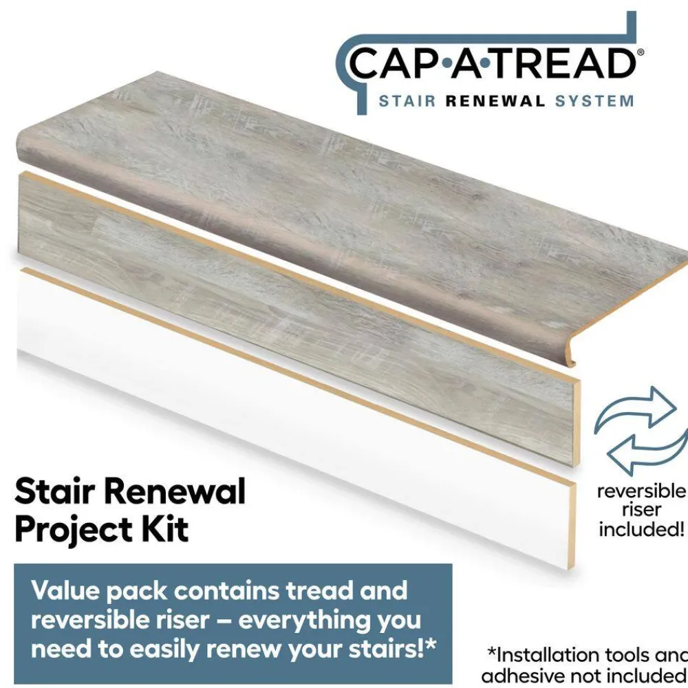 winding_brook_stair_tread_1.webp Winding Brook Stair Tread And Reversible Riser Kit 47 In. L X 12-1/8 In. W X 2-3/16 In. T By Cap A Tread | * New