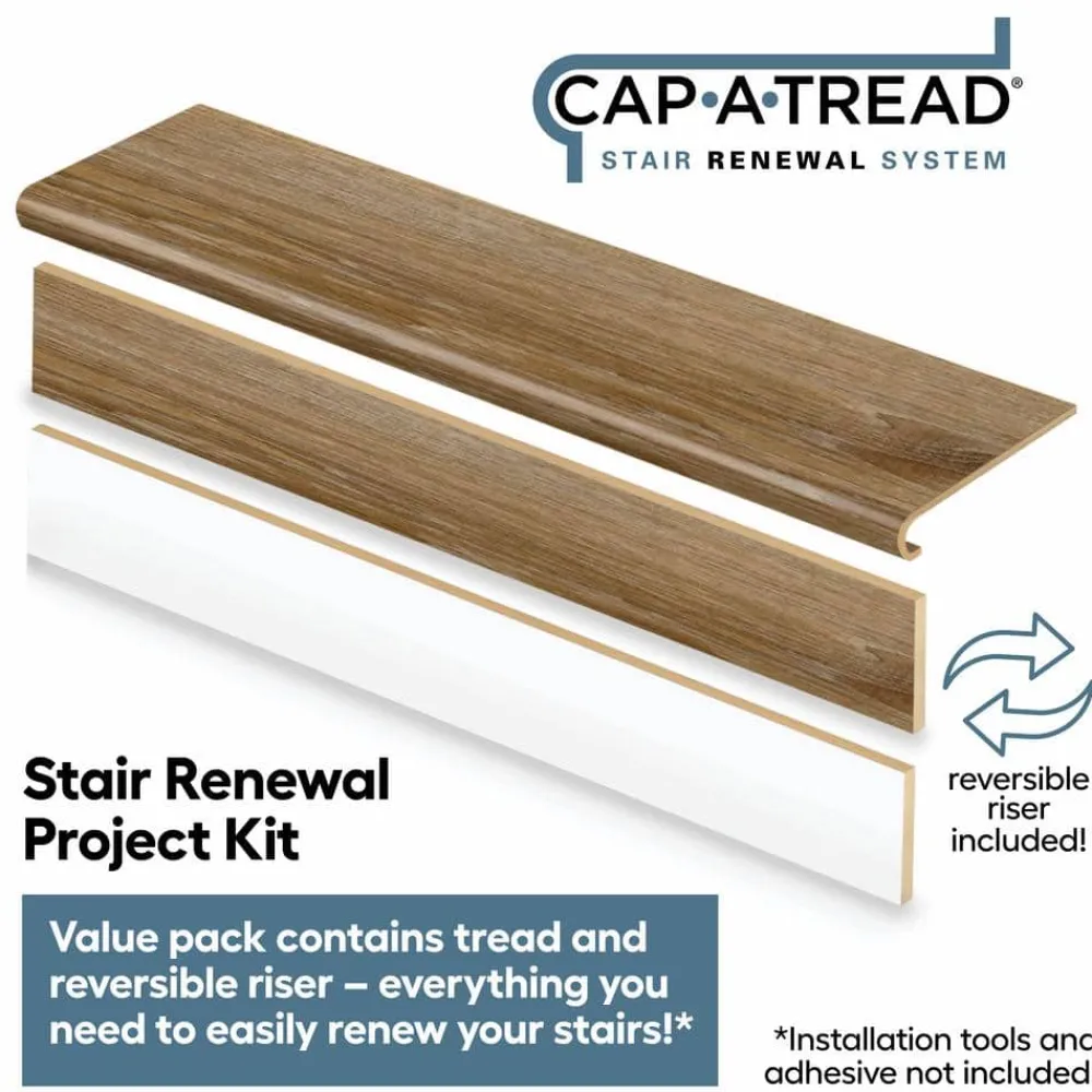 woodacres_oakdeerbrook_tr_1-6.webp Woodacres Oak/Deerbrook Trail Stair Tread & Reversible Riser Kit 47 In. L X 12-1/8 In. W X 1-11/16 In. T For 1 In. Thick By Cap A Tread | * Discount